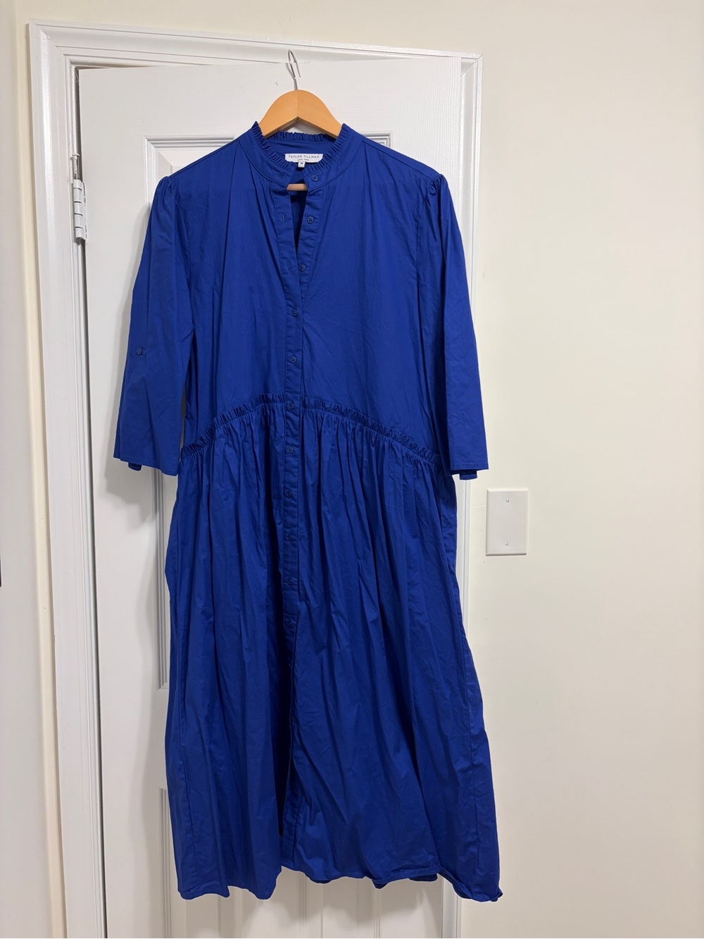 Taylor Tillman NY Cobalt Button-Front Midi Dress